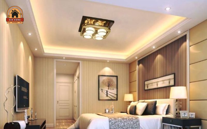 Decor phòng ngủ bằng đèn led ốp trần