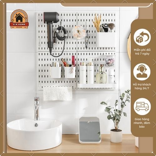 Pegboard decor trang trí nhà tắm kệ đựng treo đồ